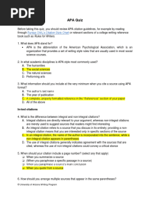 APA Quiz: Purdue OWL's Citation Style Chart