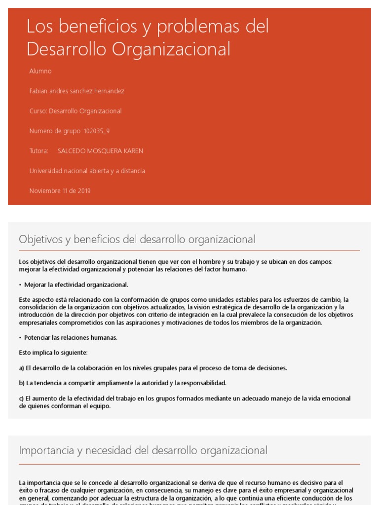 Beneficios y limitaciones del desarrollo organizacional | PDF ...