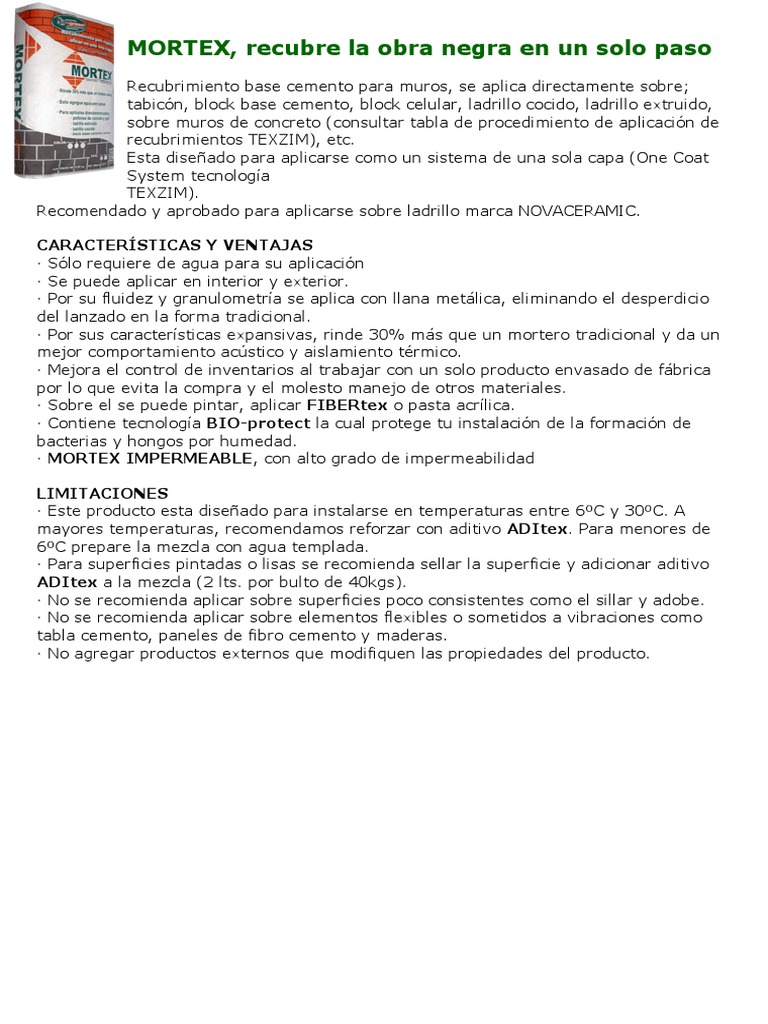 Ventajas del Mortex como recubrimiento | PDF