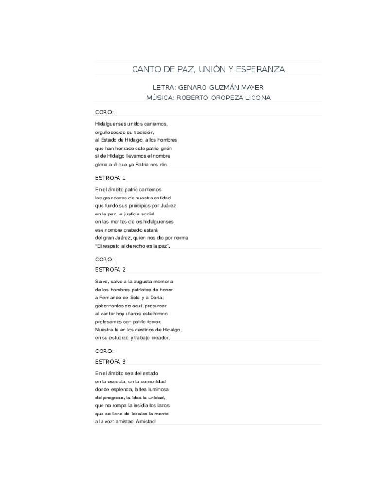 Himno Al Estado de Hidalgo PDF
