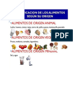 Clasificacion de Los Alimentos