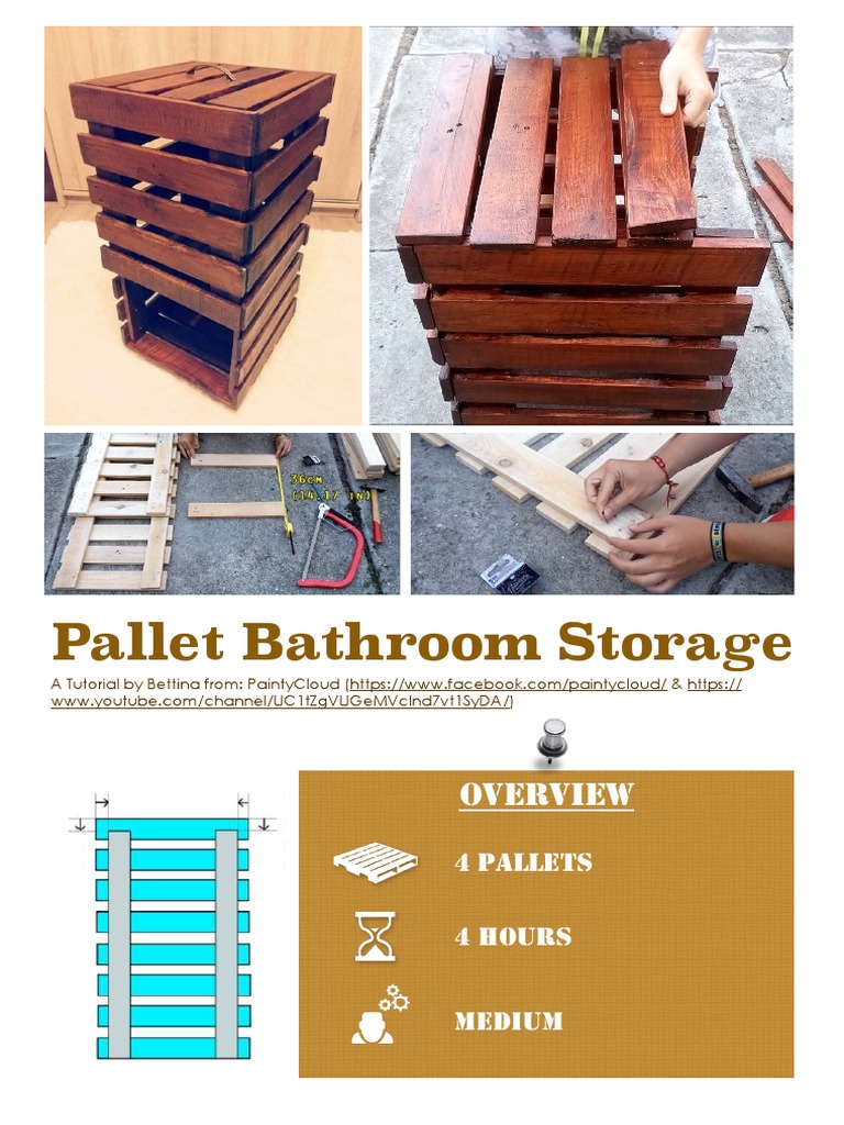 DIY Tutorial Pallet Bathroom Storage 1001pallets PDF Tools Woodworking
