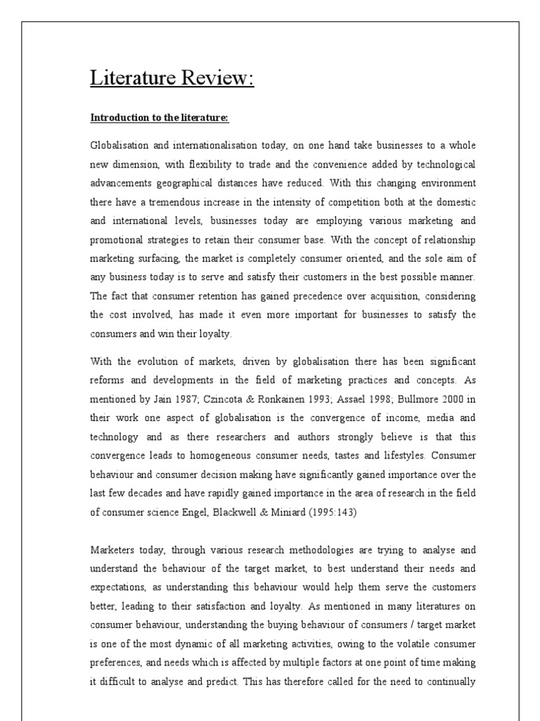 consumer buying behavior literature review