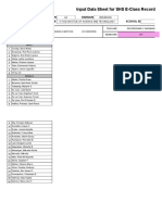 Learners' Names: Input Data Sheet For SHS E-Class Record