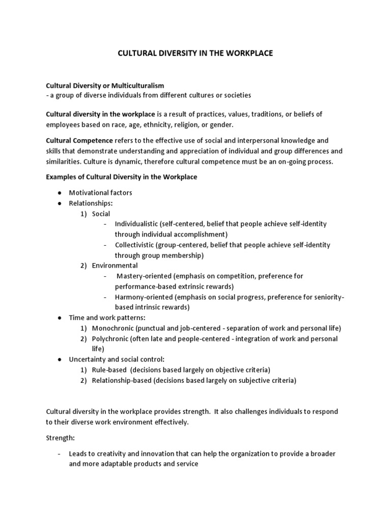 Enhancing Workplace Cultural Diversity | PDF | Multiculturalism ...