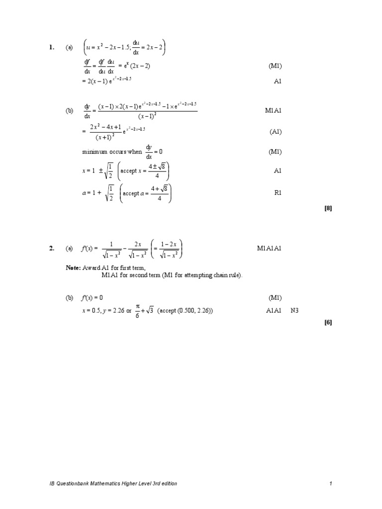 IB HL Calculus Differentiation Questions | PDF | Mathematical Relations ...