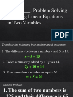 Problem Solving Linear Equation