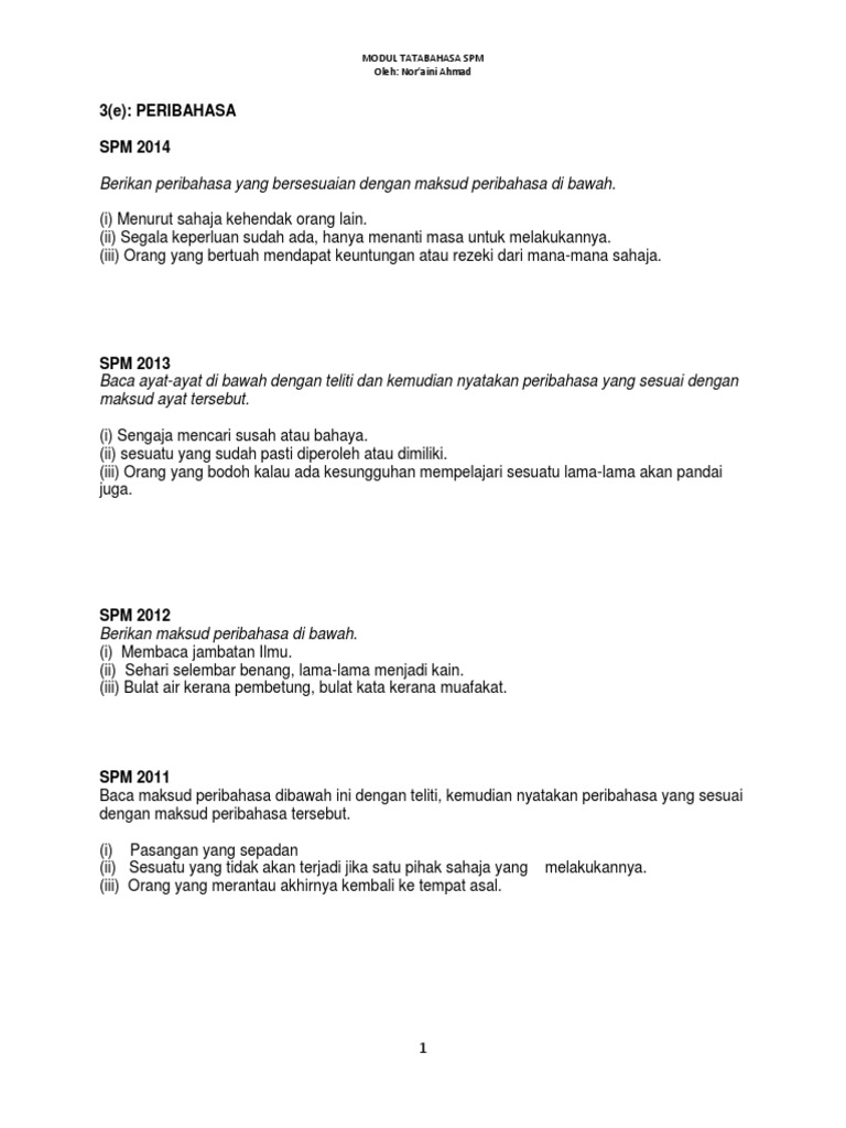 3 E Peribahasa Spm Pdf
