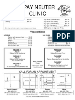 Spay & Neuter Clinic Price List