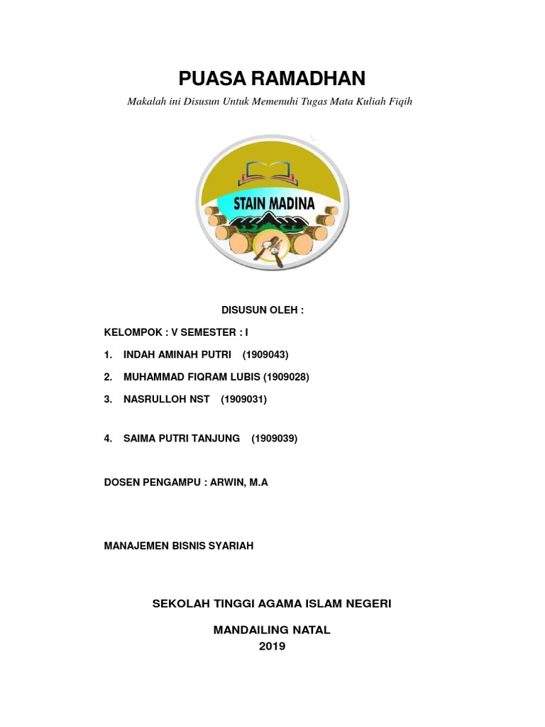 Makalah Fiqih Puasa Ramadhan Guru Paud