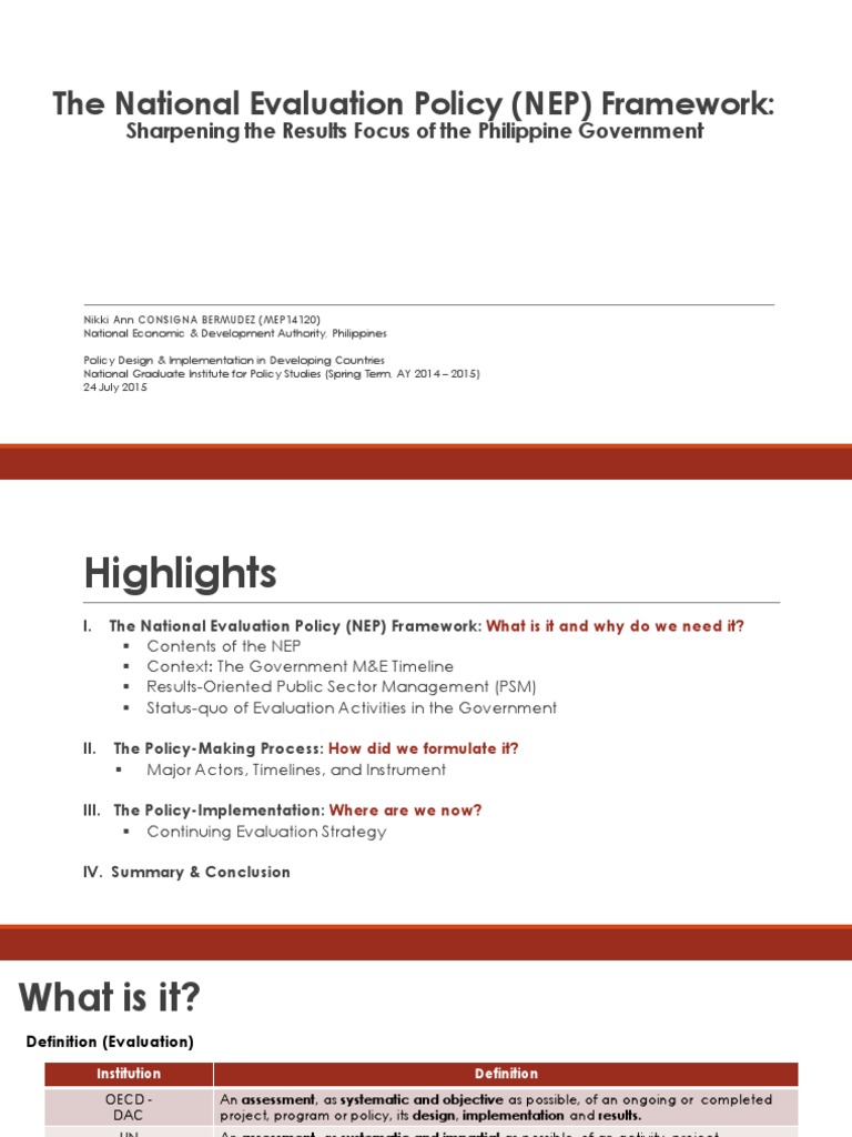 National Evaluation Policy Framework | PDF | Evidence Based Medicine ...