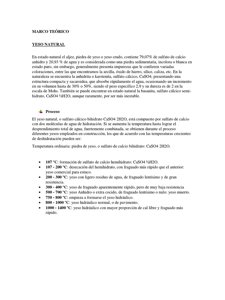Propiedades y Tipos de Yeso | PDF | Yeso | Materiales, image size:768x1024