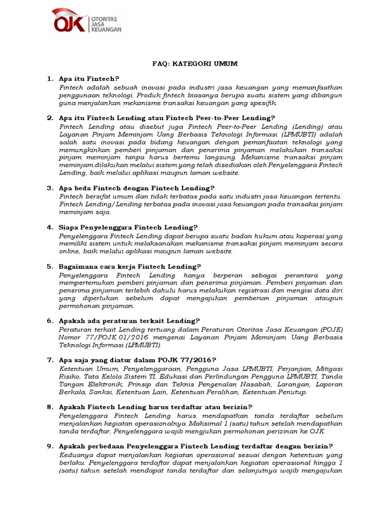 Faq Fintech Lending Pdf