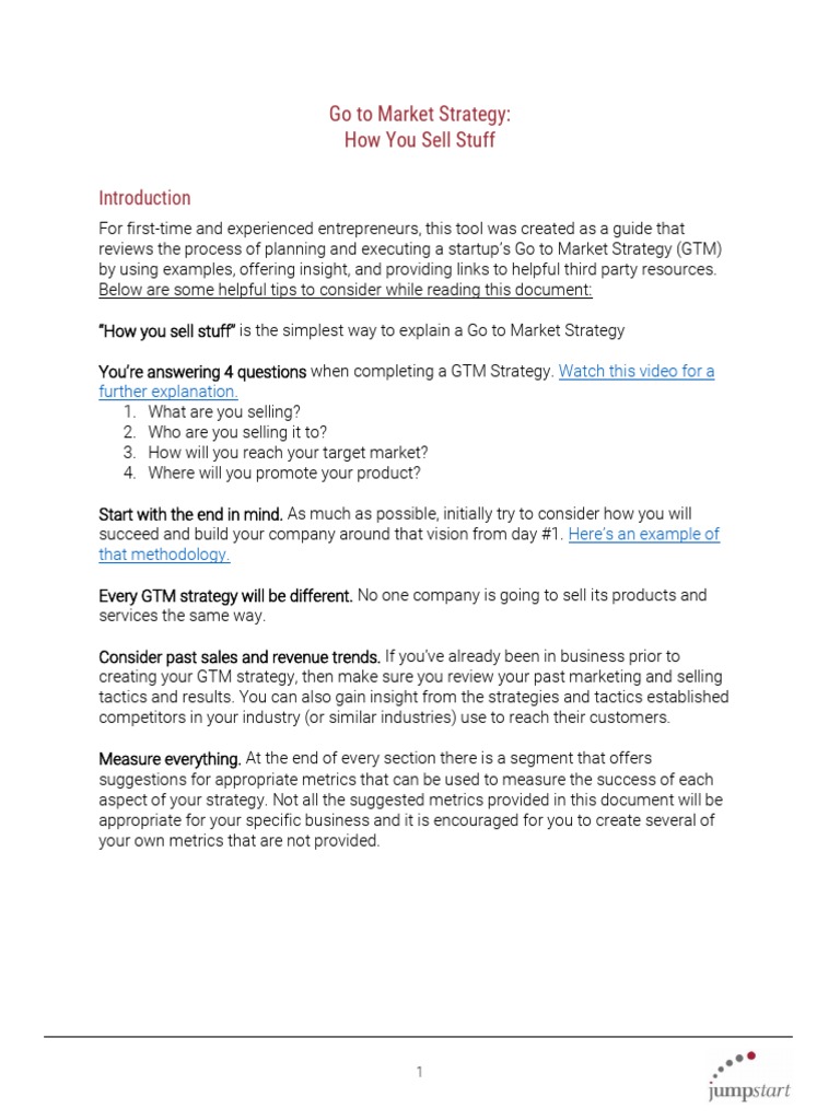 Go To Market | PDF | Sales | Brand