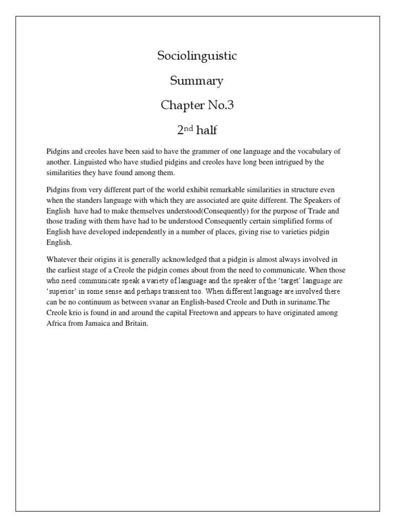Pidgins and Creoles: Linguistic Insights | PDF