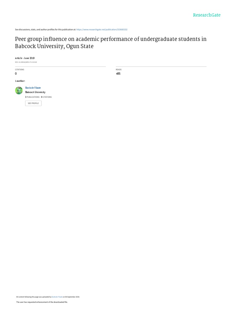 Peer Influence on Academic Performance | PDF | Social Group | Adolescence