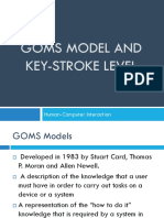 Goms Model and Key-Stroke Level: Human-Computer Interaction