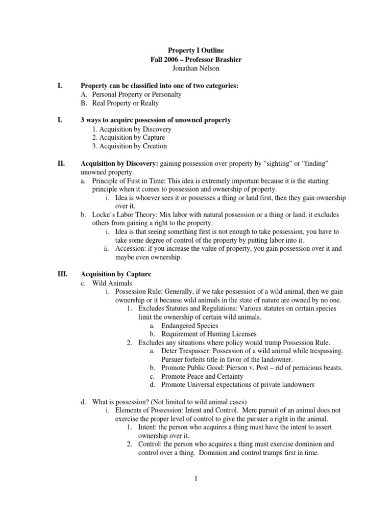 Property Outline | PDF | Concurrent Estate | Fee Simple