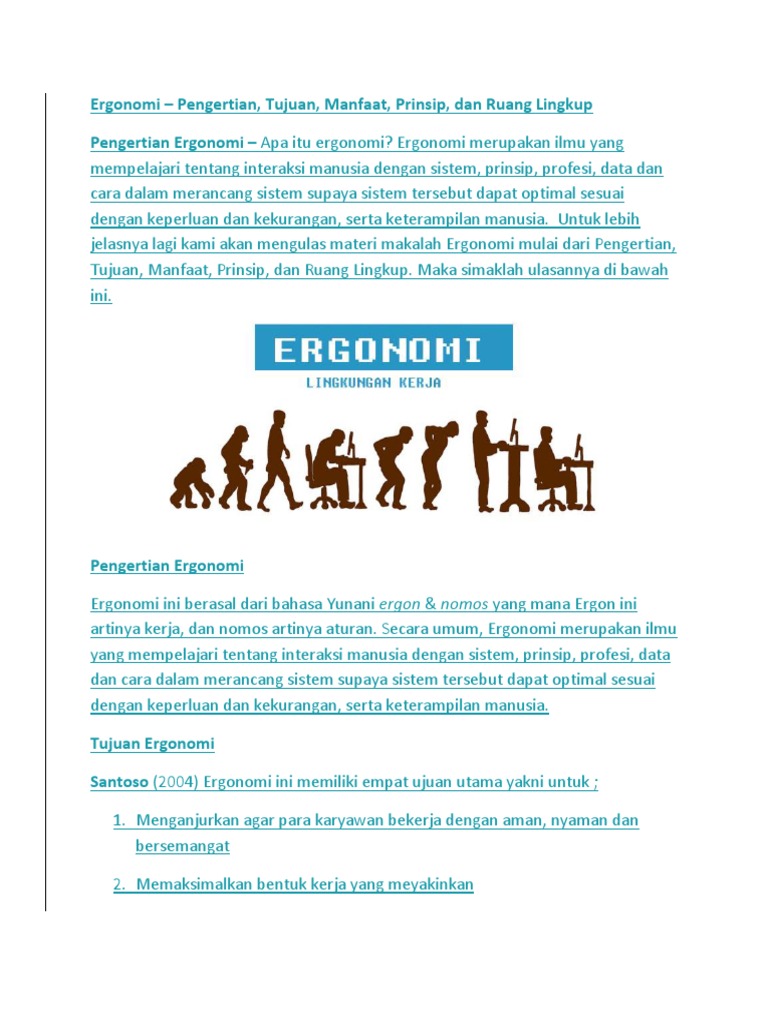 Pengertian dan Tujuan Ergonomi | PDF | Karier & Perkembangan