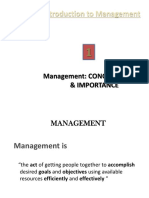 UNIT 1: Introduction To Management: Management: CONCEPT, NATURE & Importance