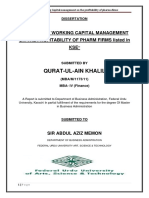 Qurat-Ul-Ain Khalil: Effects of Working Capital Management On The Profitability of Pharm Firms Listed in KSE