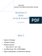 Recitation 4 Static Array & Arraylist: 1.00/1.001 Introduction To Computers and Engineering Problem Solving