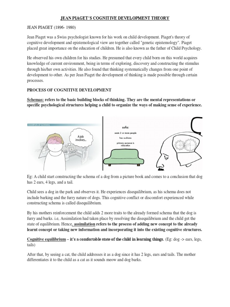 Jean Piaget'S Cognitive Development Theory | PDF | Schema (Psychology ...