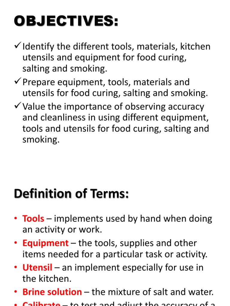 Tools for Salting, Curing, and Smoking | PDF | Food Preservation ...