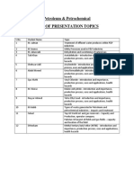 Petroleum & Petrochemical List of Presentation Topics