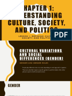 Understanding Culture, Societ Y, and Politics