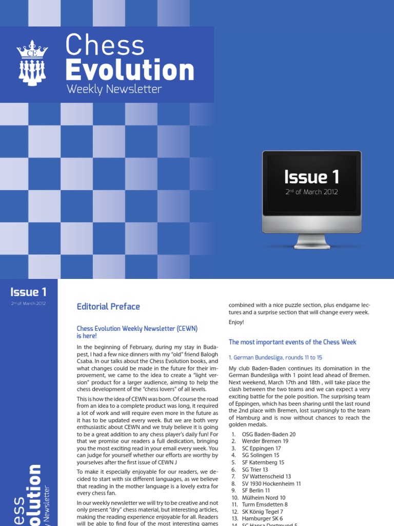 Chess Evolution Weekly Newsletter 01 PDF | PDF | Chess | Abstract ...