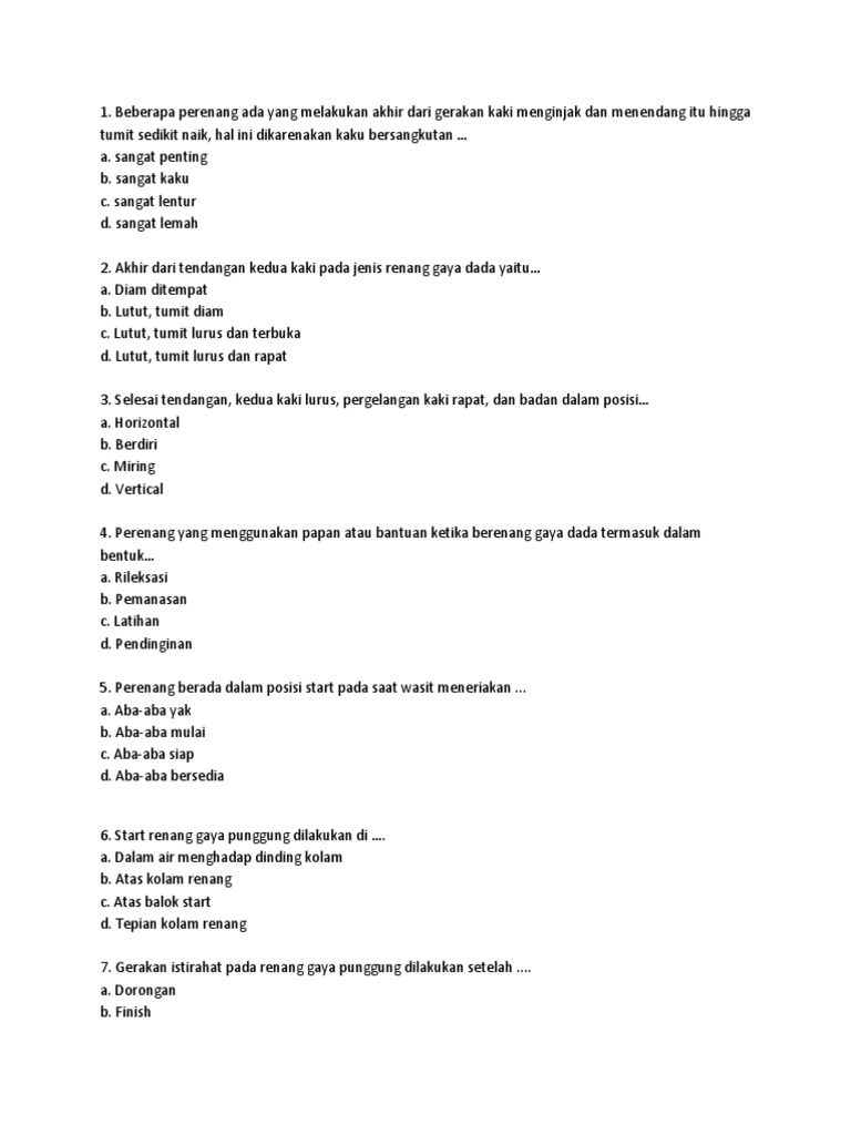 Soal Renang Penjas Docx