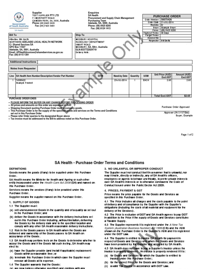 Example Purchase Order Document | PDF | Value Added Tax | Insurance