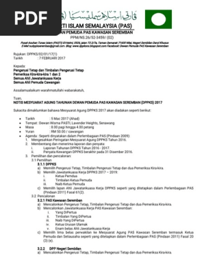 Notis Mesyuarat Agung Dppk Seremban 2017 Pdf