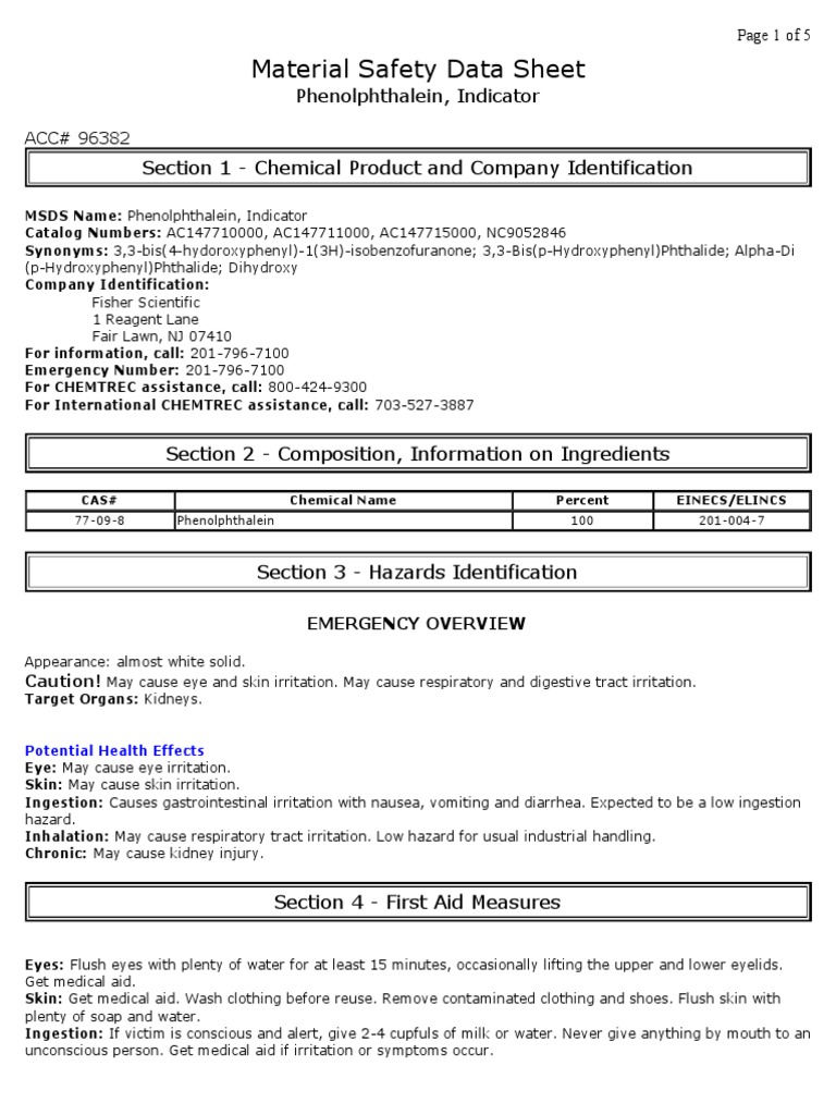 Material Safety Data Sheet Phenol – XFRZTU