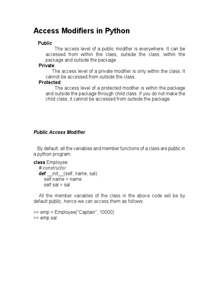 Understanding Access Modifiers in Python: Public, Private, and ...