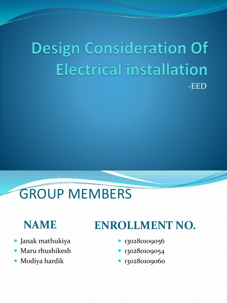 Design Consideration of Electrical Installation PDF Electrical