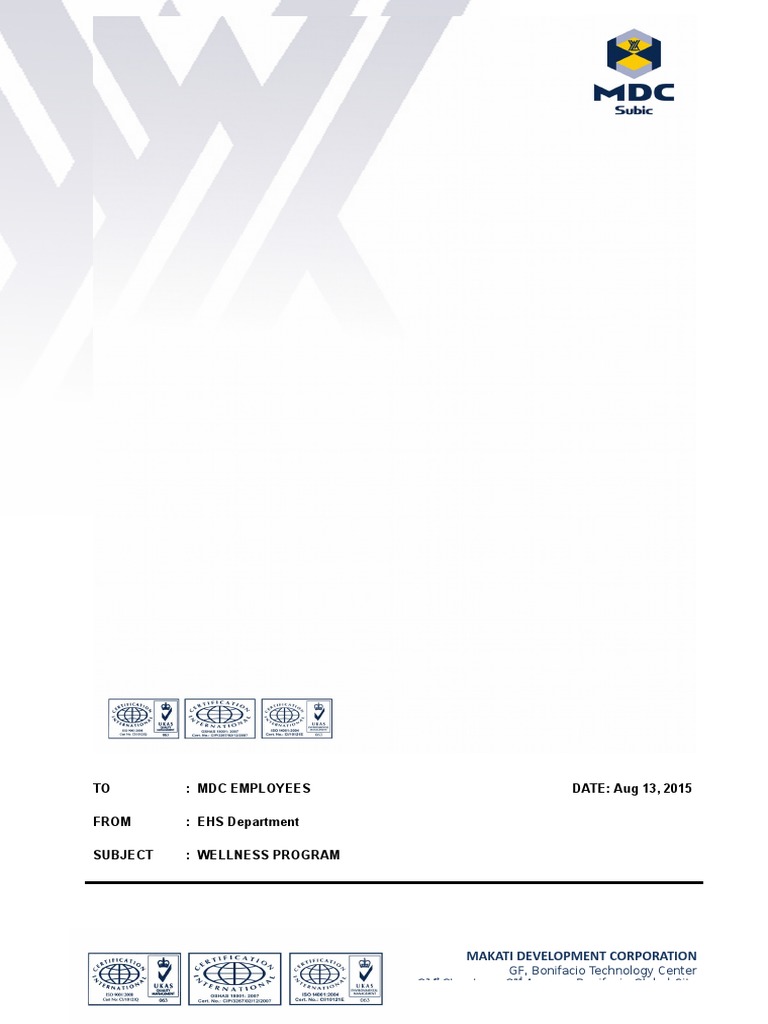 TO MDC Employees DATE Aug 13, 2015 From EHS Department Subject