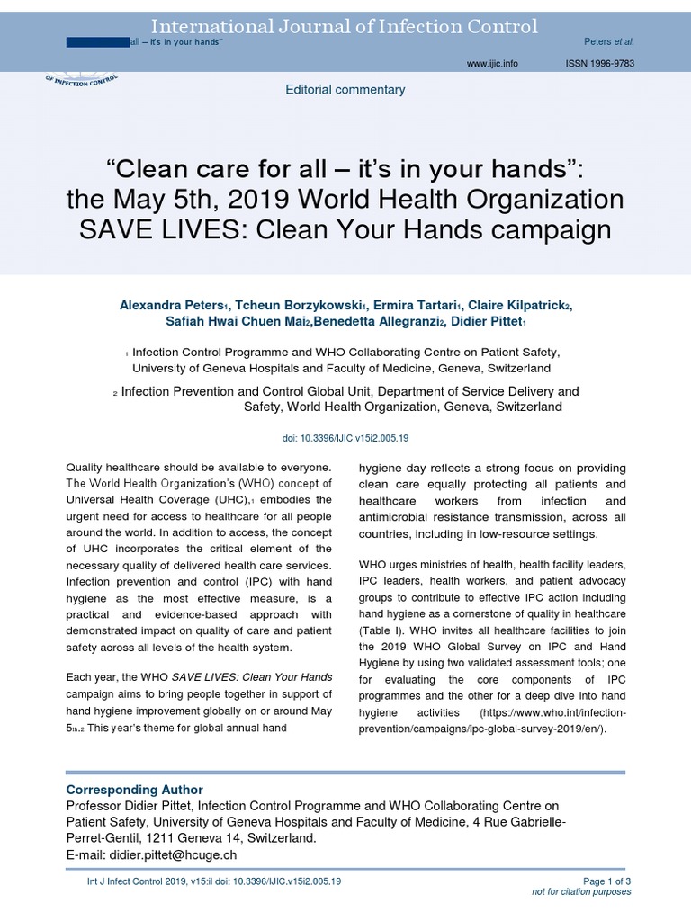 "Clean Care For All It's in Your Hands" The May 5th, 2019 World