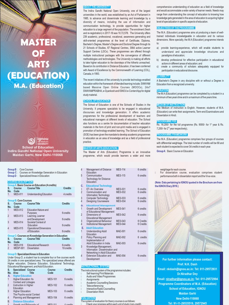 Master OF Arts (Education) | PDF | Academic Degree | Master's Degree