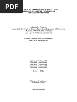 Practical Research 1 Paper Format