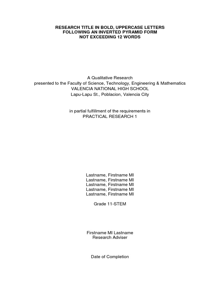 Practical Research 1 Paper Format | PDF | Research Design | Data Analysis