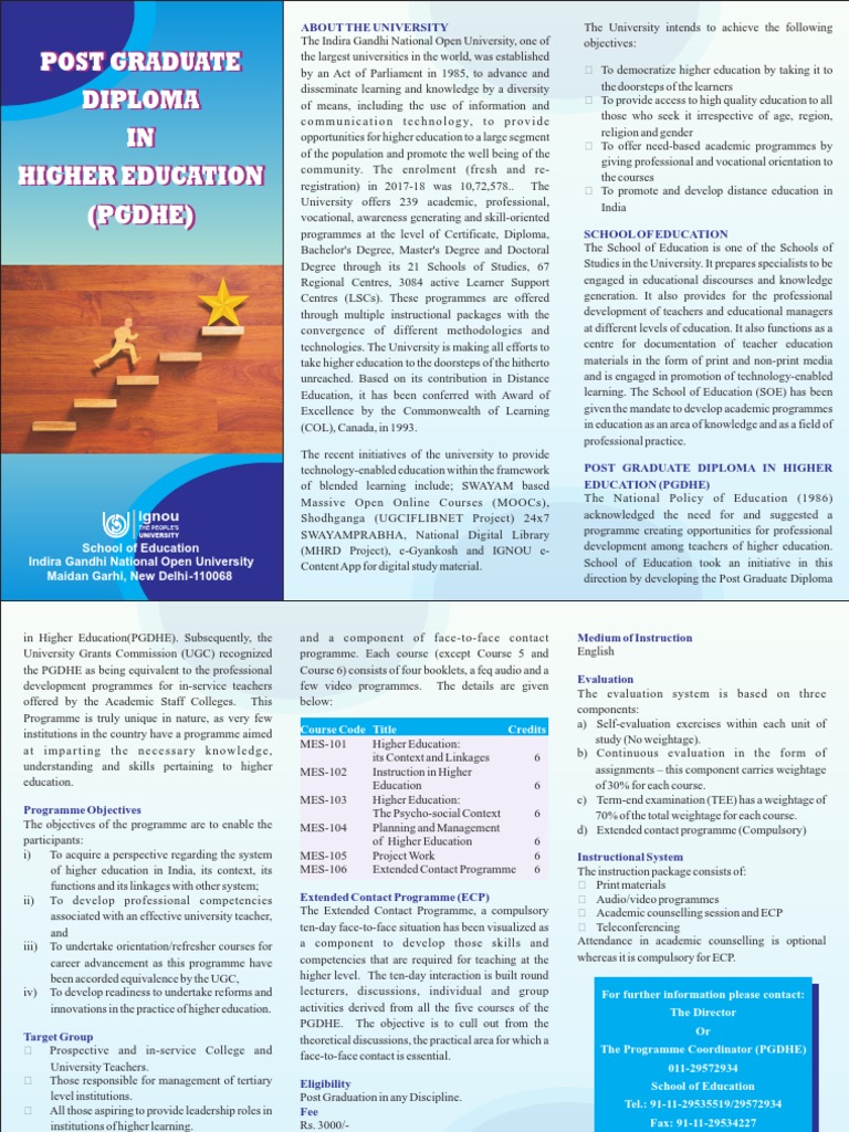 PG Diploma in Higher Education Overview | PDF | Educational Stages ...