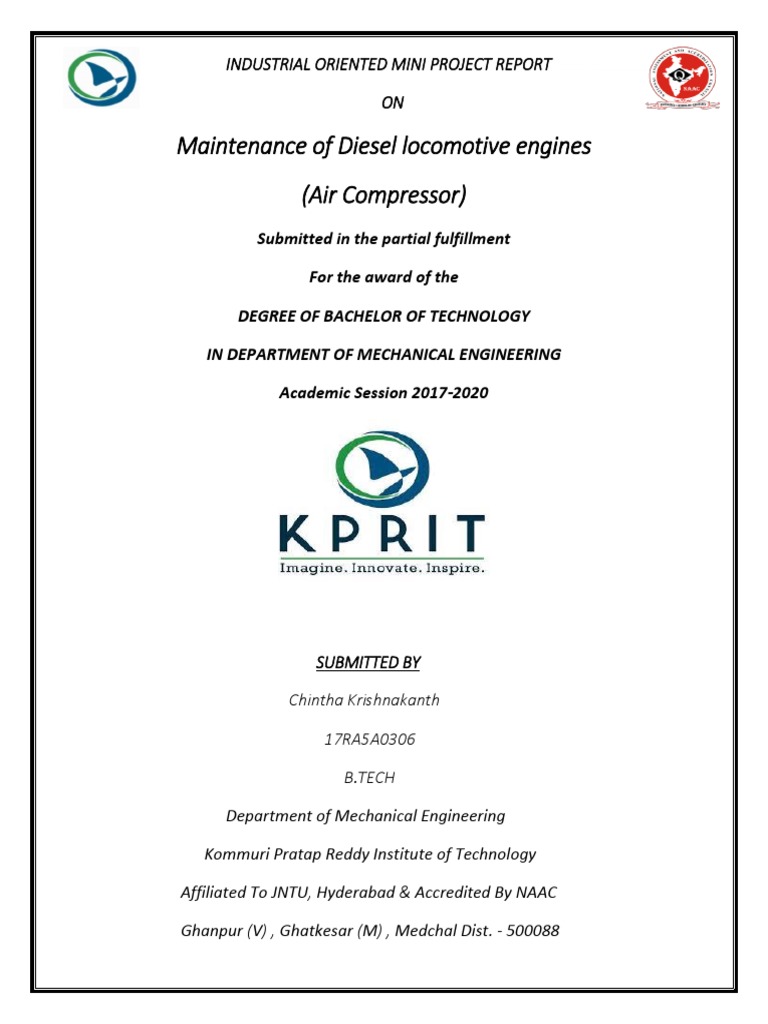 Report On Air Compressor | PDF | Piston | Cylinder (Engine)