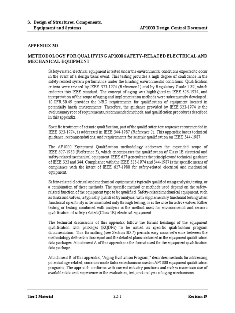 AP1000 Equipment Qualification Methodology | PDF | Nuclear Regulatory ...