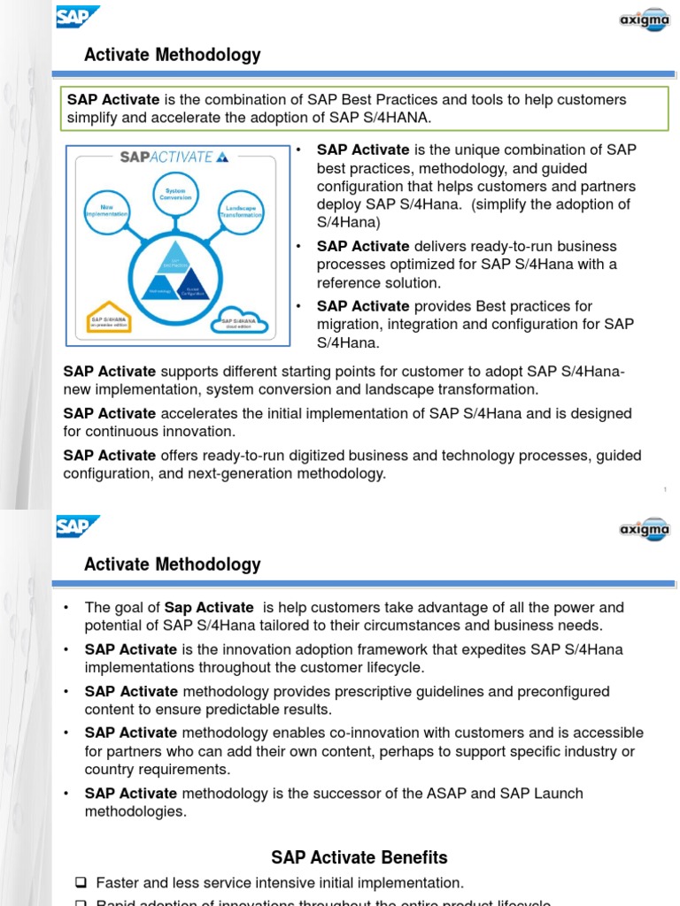Overview of SAP Activate Methodology | PDF | Software Development ...