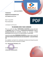 Bajaj Electronics Internship Certificate