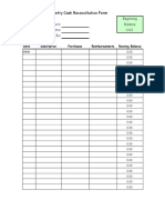Petty Cash Reconciliation Form: Beginning Department: Balance Date: 0.00 Prepared by