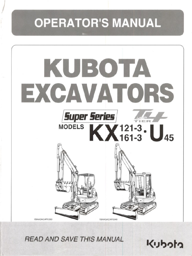 Kubota KX121-3 And KX161-3 Operator Manual
