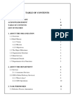 Executive Summary I Acknowledgement II III List of Figures V